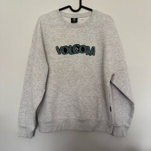 Volcom Gray Crew Neck Sweater with Ribbed Cuffs